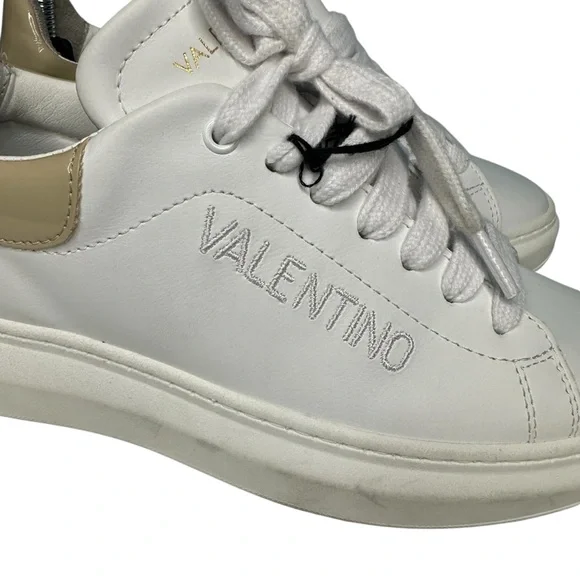 Valentino Women's White and Beige Fresia Low Top Sneakers. Sz:7-8